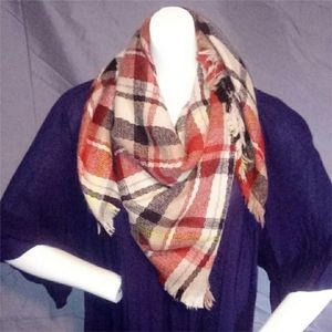 Red, Yellow, Cream & Black Check Square Scarf